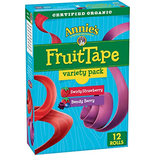 Annie's Organic Fruit Tape, Swirly Strawberry and Bendy Berry Flavors, Variety Pack, 12 Rolls, 9 oz